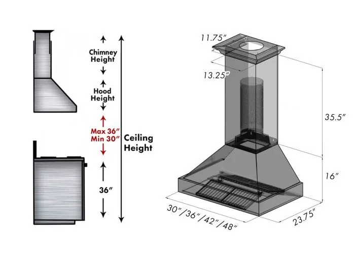 30" Snow Finish Range Hood with Black Matte Shell (8654BLM-30)