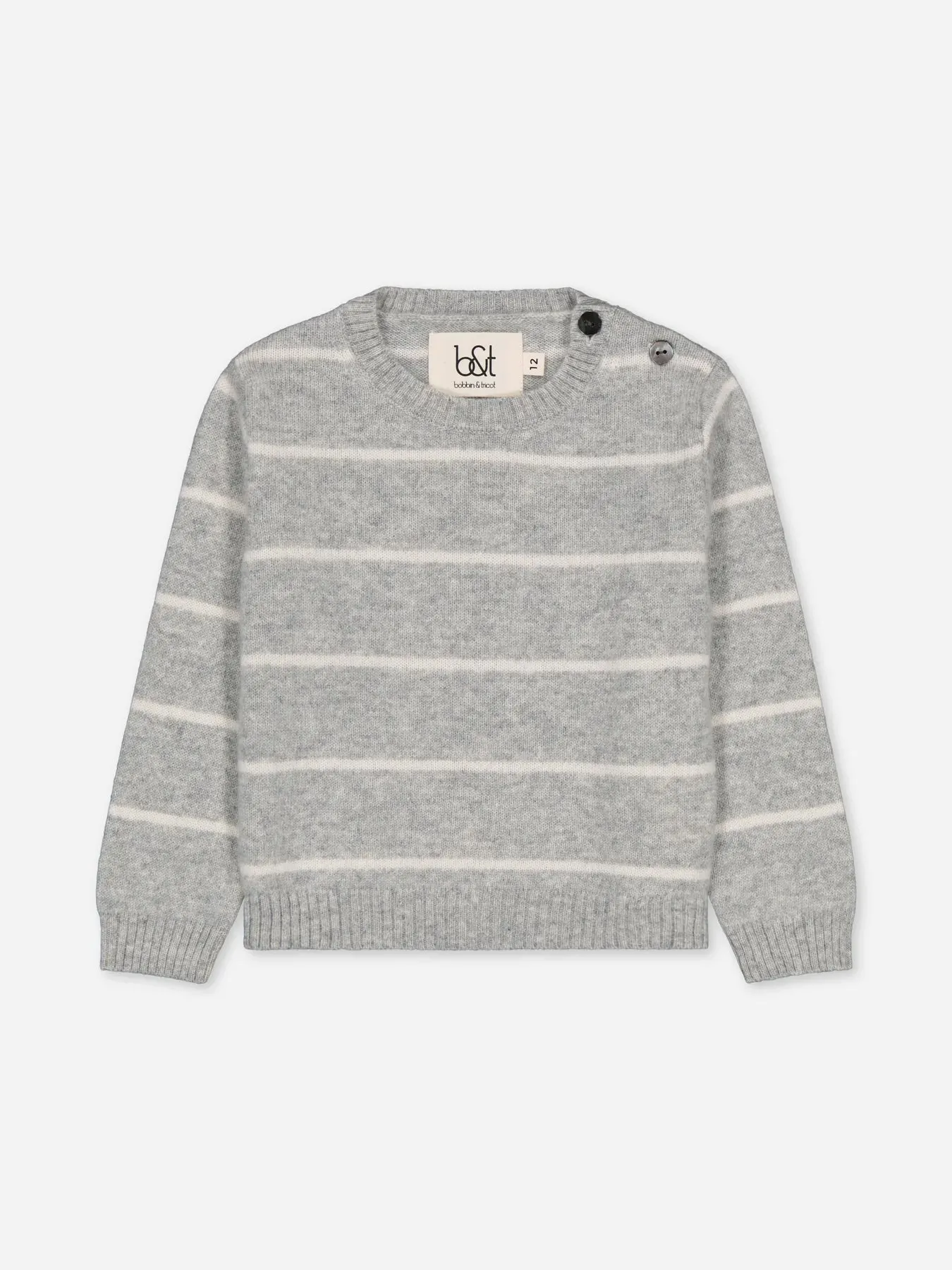 Baby's Cashmere Sweater Stripes Grey
