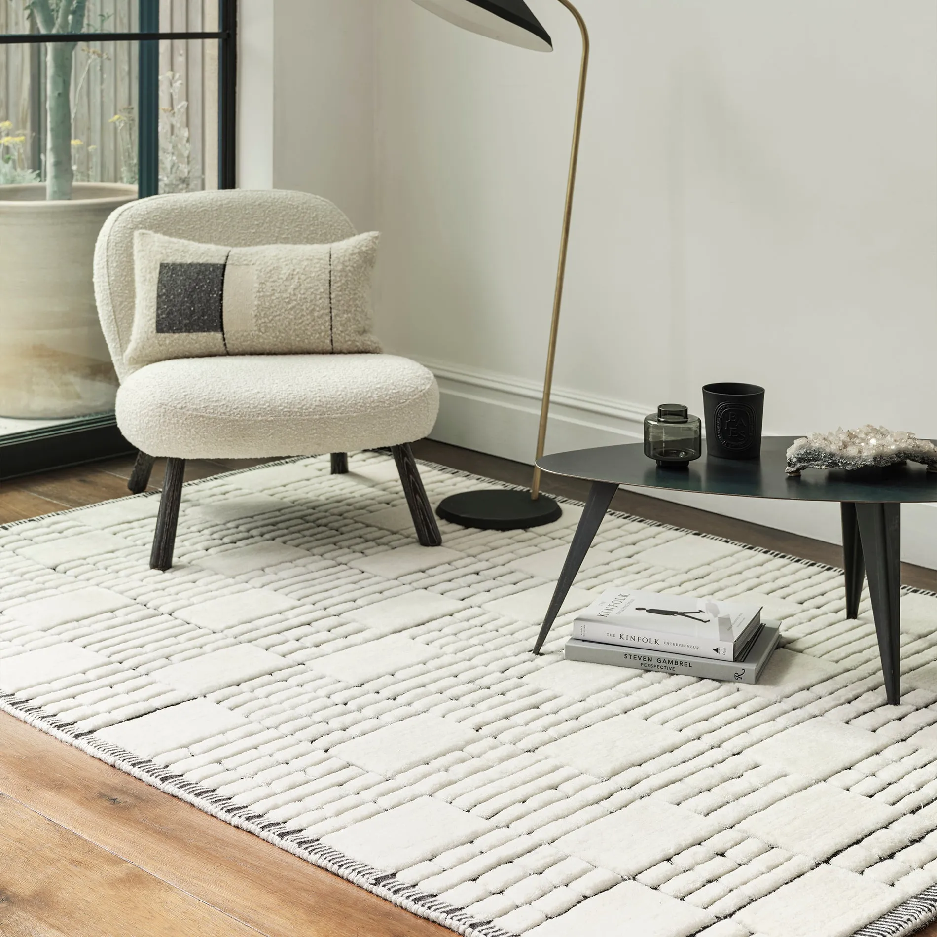 Barbican Hand Tufted Wool Rug - Cream & Black