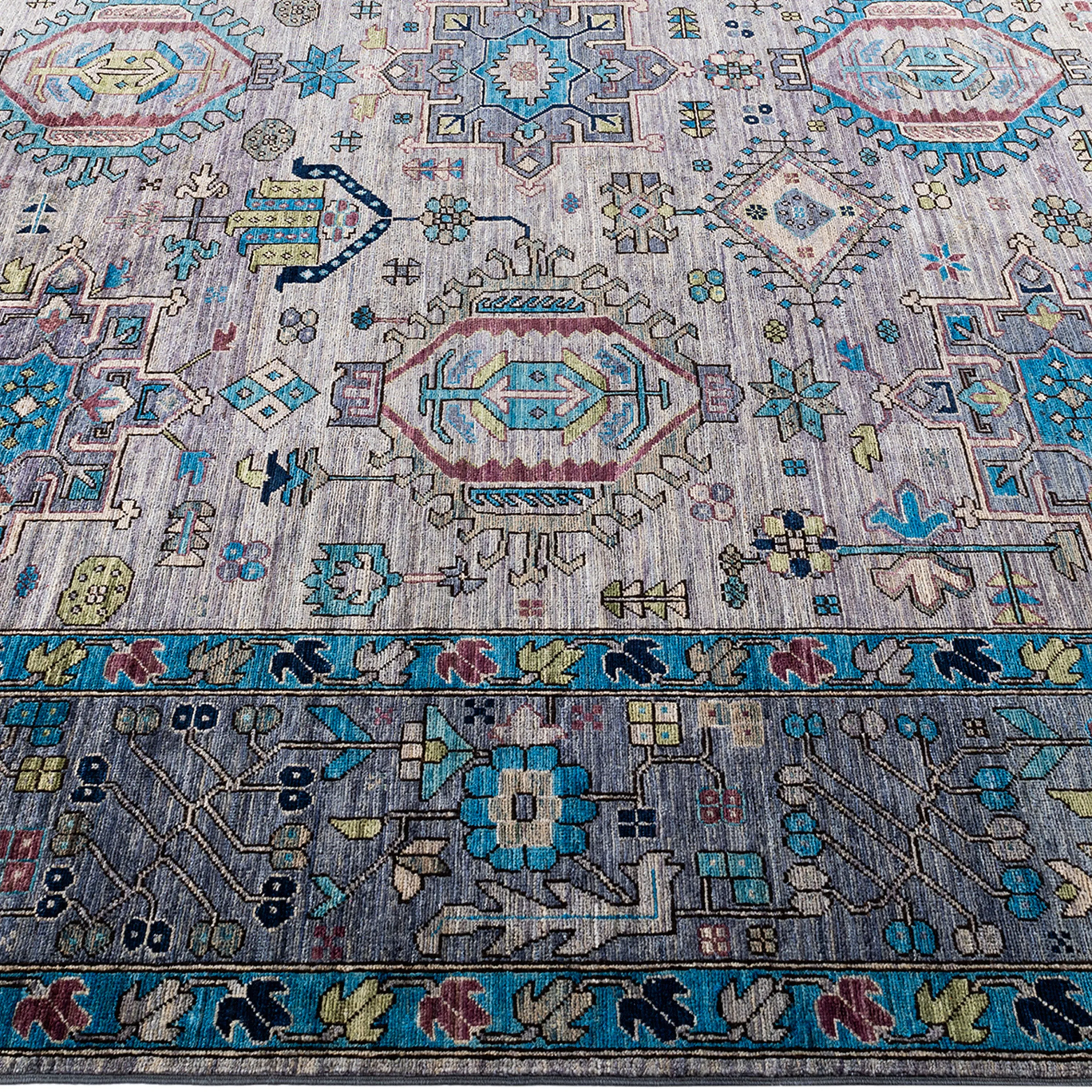 Blue Traditional Serapi Wool Rug - 9'1" x 11'9"