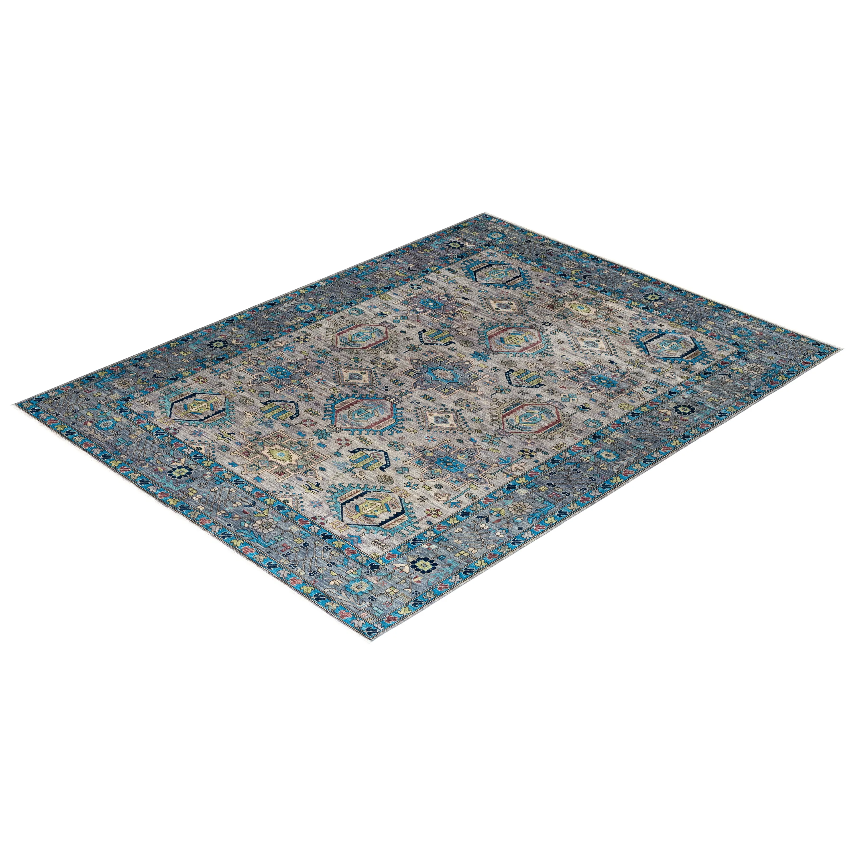 Blue Traditional Serapi Wool Rug - 9'1" x 11'9"