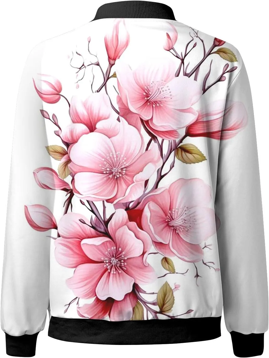 Bomber Jacket Women 2024 Causal Floral Zip Up Coats Stand Collar Fall Jackets Lightweight Outerwear Windbreaker