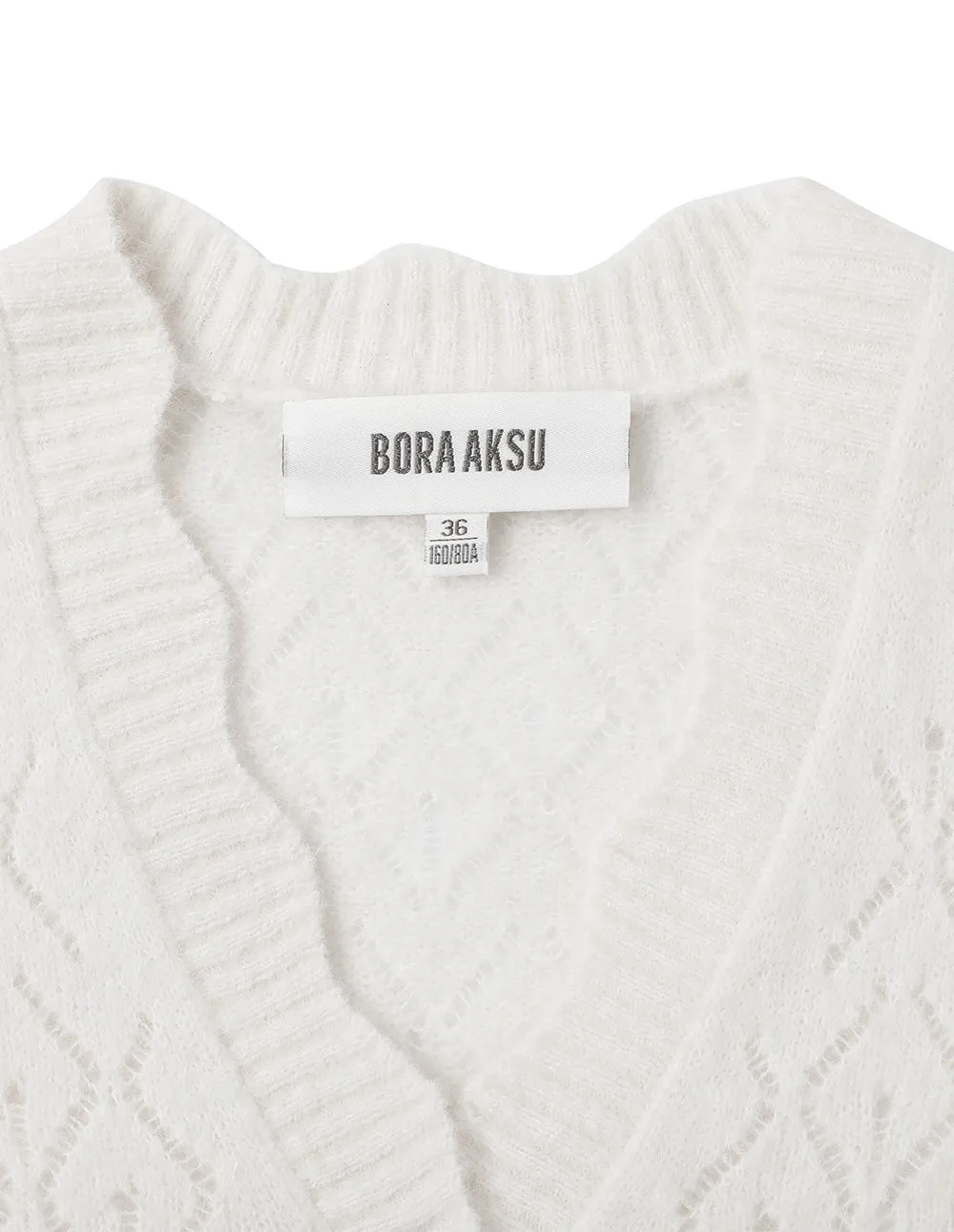 BORA AKSU V-Neck White Wool Knitted Cardigan