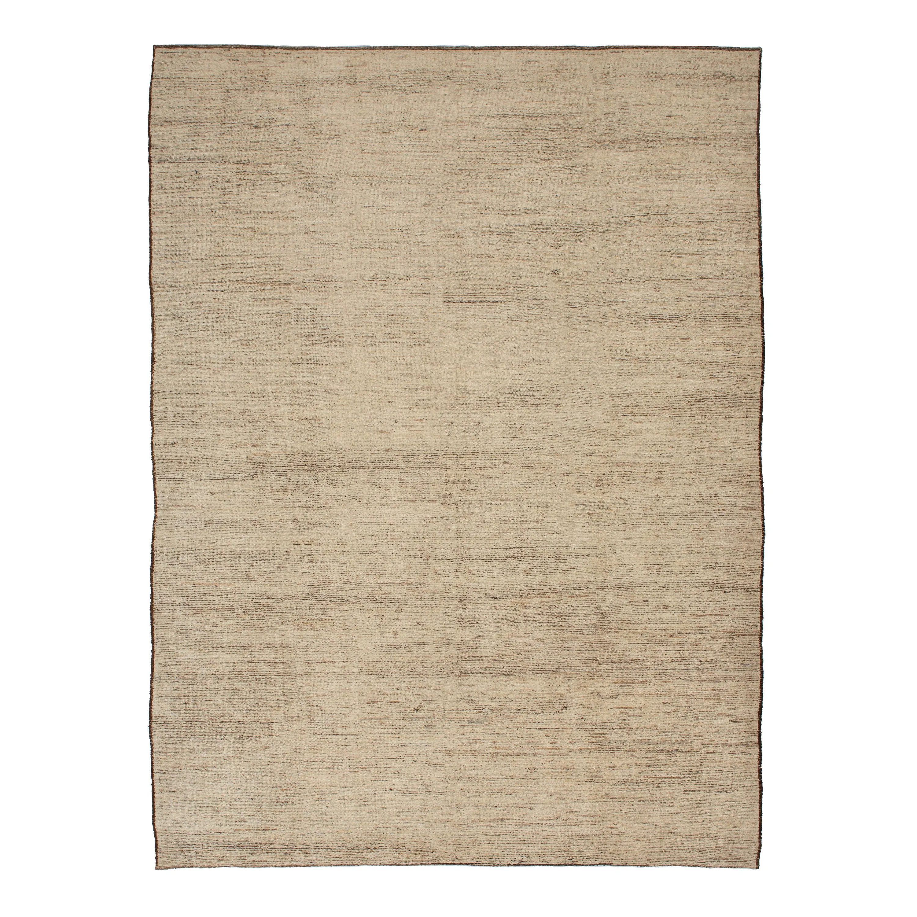 Brown Zameen Modern Wool Rug - 10' x 13'7"