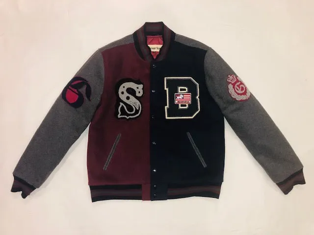 Color Block Wool Varsity jacket with patches