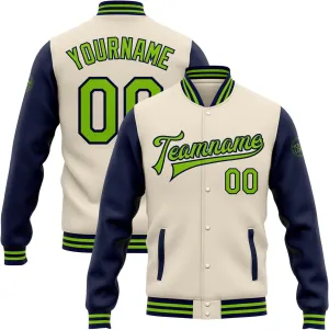 Custom Name Team Name Number Brown Red-White Bomber Full-Snap Two Tone Jacket