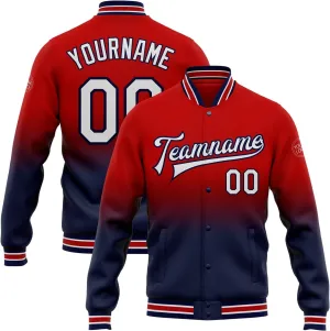 Custom Name Team Name Number Brown Red-White Bomber Full-Snap Two Tone Jacket