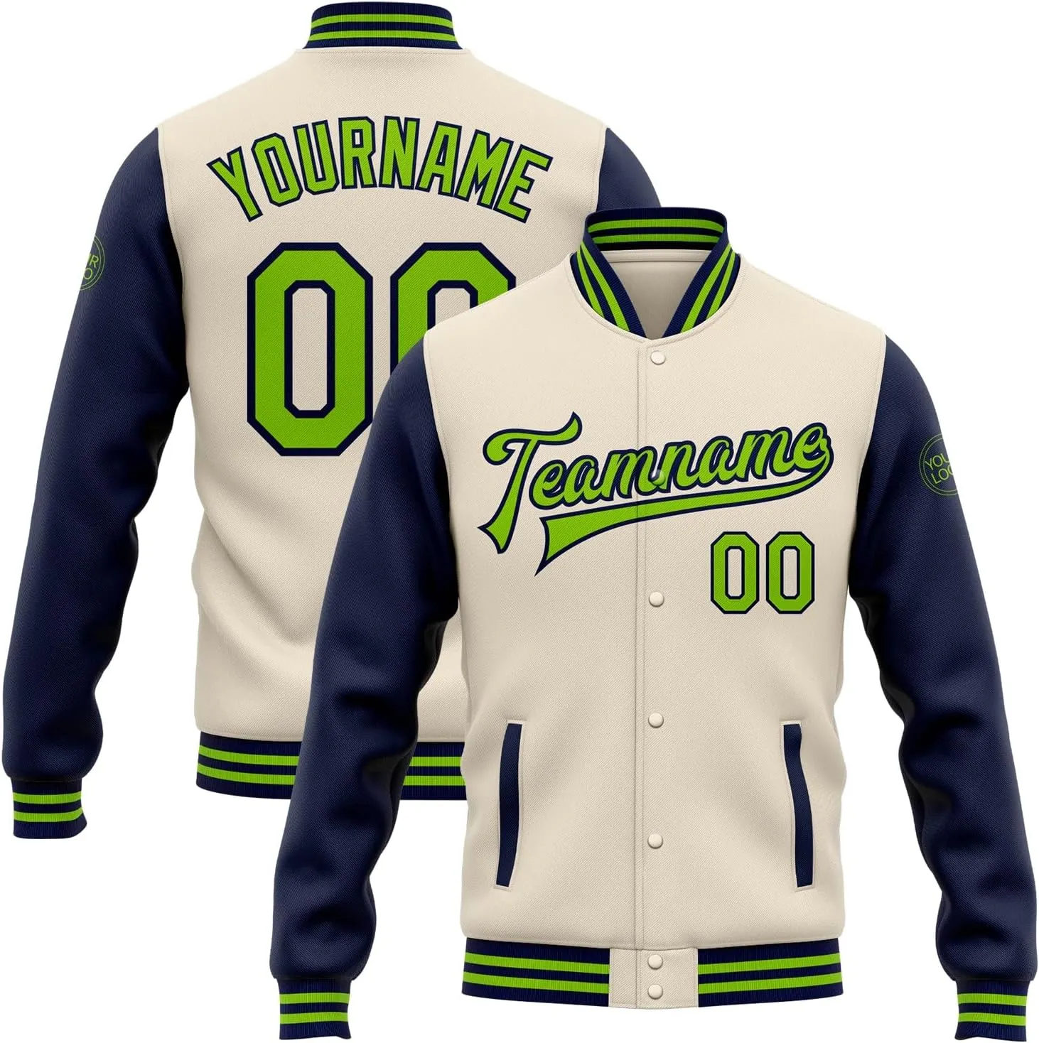 Custom Name Team Name Number Brown Red-White Bomber Full-Snap Two Tone Jacket