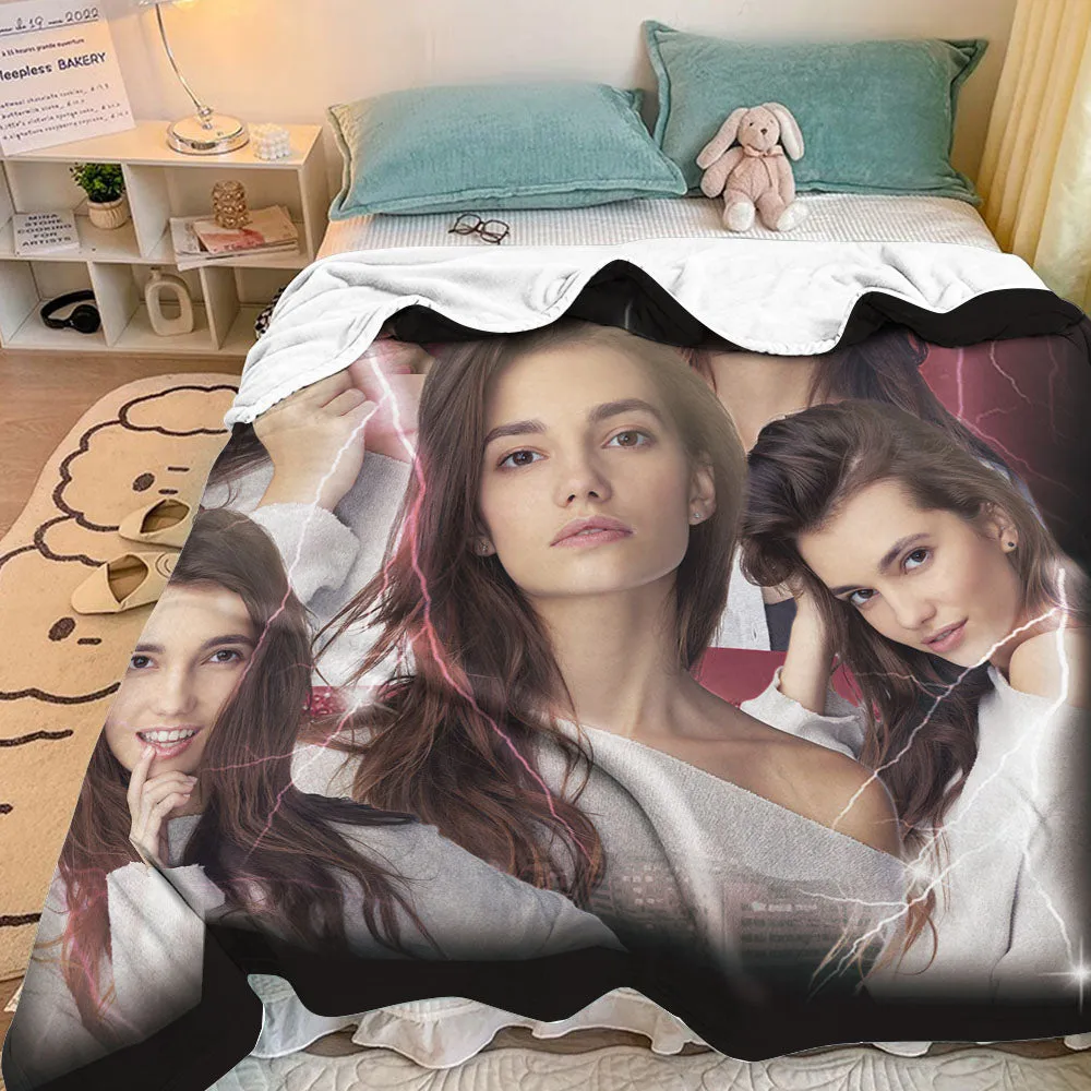 Custom Photo Vintage Tee Personalized Name Blankets Gifts for Lovers