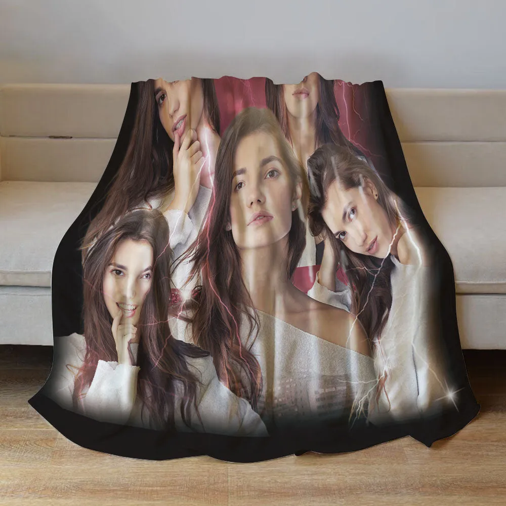 Custom Photo Vintage Tee Personalized Name Blankets Gifts for Lovers