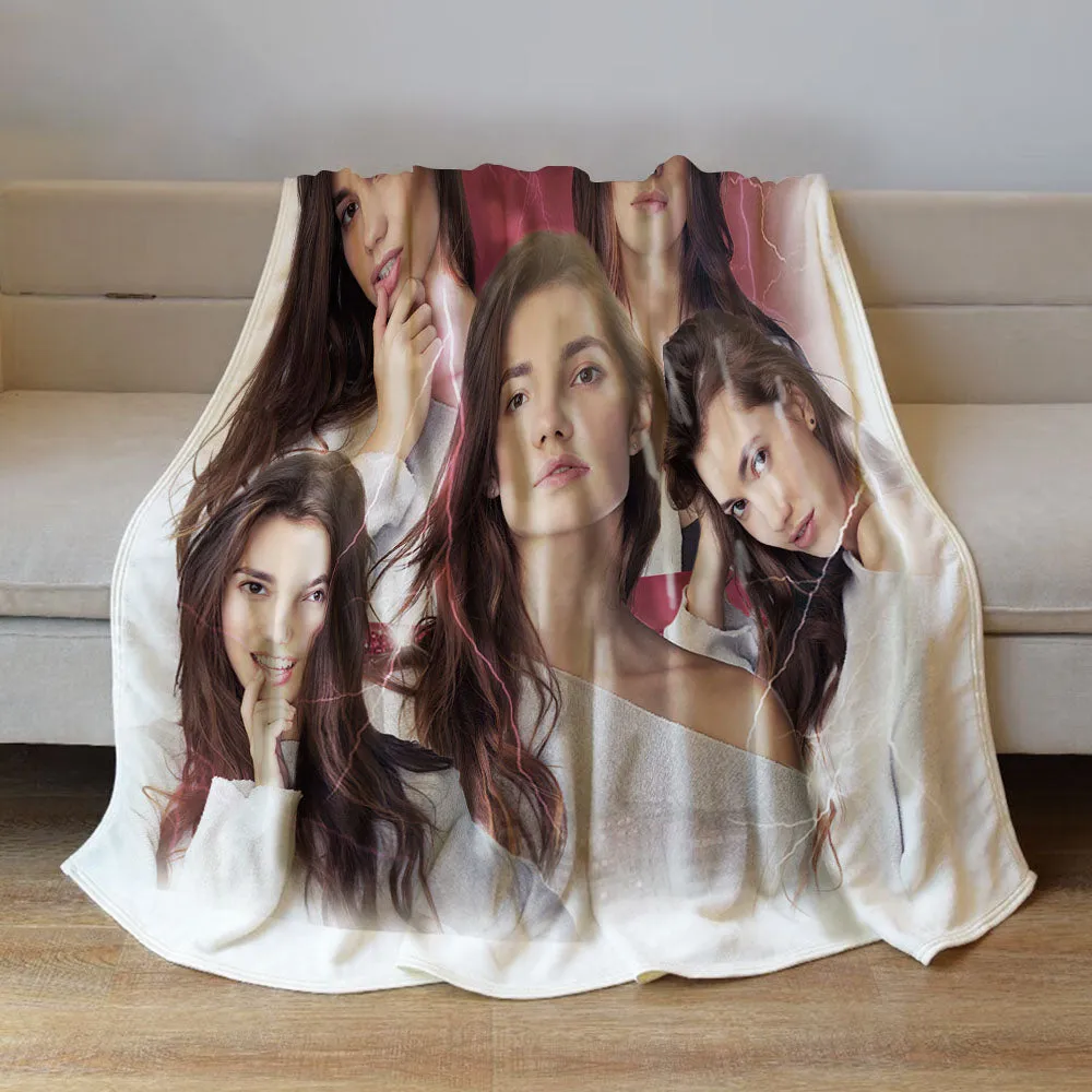 Custom Photo Vintage Tee Personalized Name Blankets Gifts for Lovers