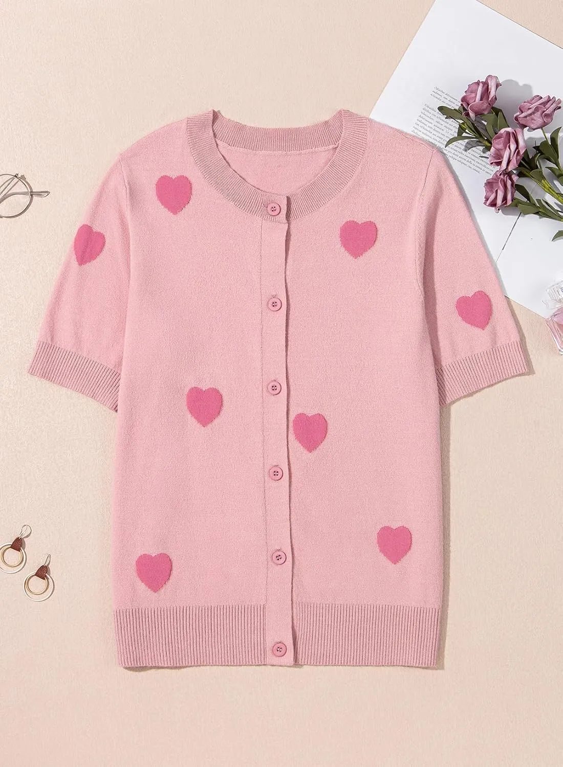 Dokotoo Cardigan Sweaters for Women Printed Round Neck Button Cardigan Womens Tops Open Front Summer Sweaters for Women