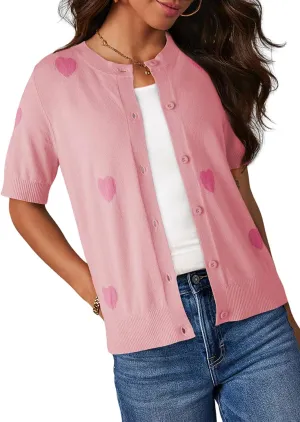 Dokotoo Cardigan Sweaters for Women Printed Round Neck Button Cardigan Womens Tops Open Front Summer Sweaters for Women