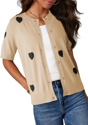 Dokotoo Cardigan Sweaters for Women Printed Round Neck Button Cardigan Womens Tops Open Front Summer Sweaters for Women