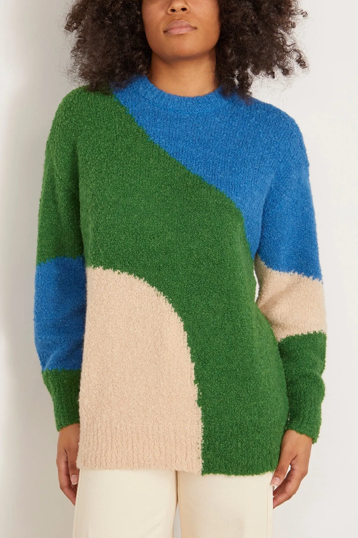 Elle Textured Crew in Cobalt/Clover