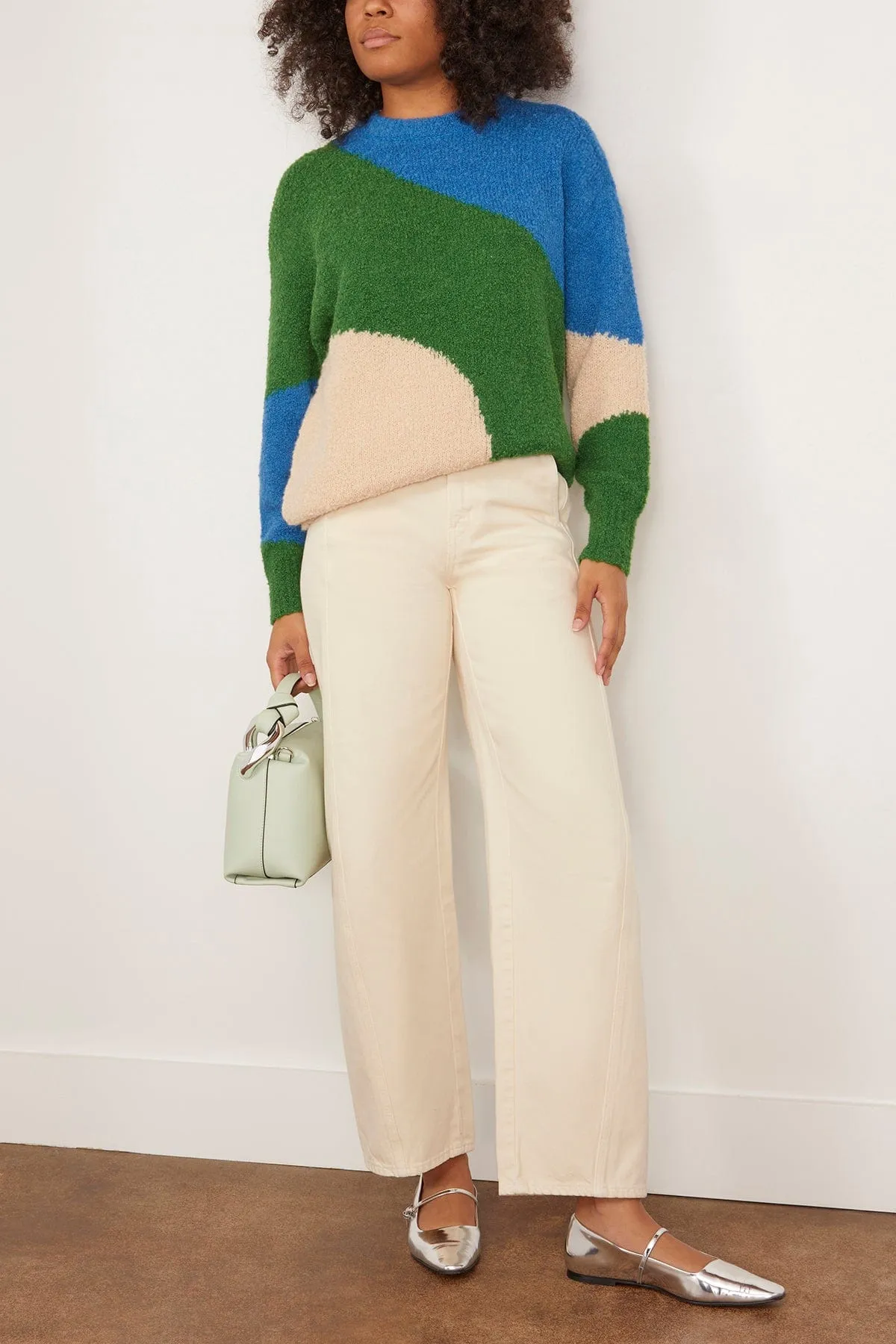 Elle Textured Crew in Cobalt/Clover