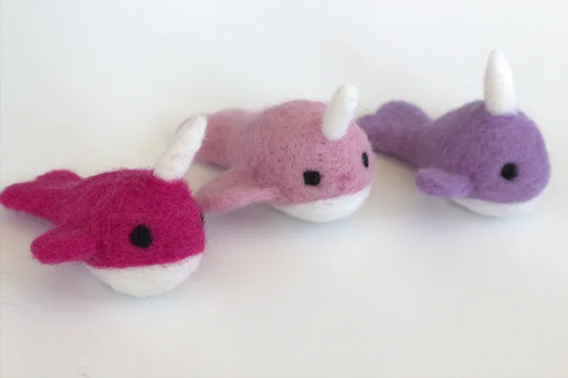 Felt Narwhals- SET OF 3- Berry, Baby Pink, Lavender