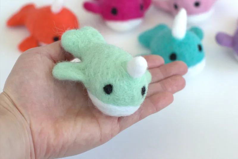 Felt Narwhals- SET OF 3- Berry, Baby Pink, Lavender
