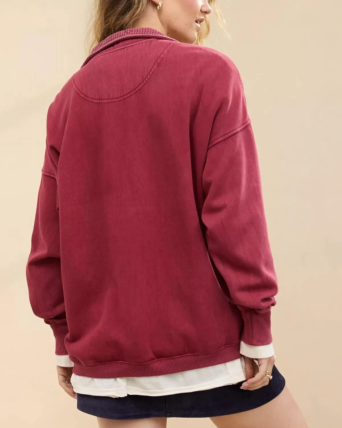 Gacaky Sweatshirt for Women Oversized Casual Long Sleeve Button Henley Neck Pullover Tops Fashion Outfits Clothes