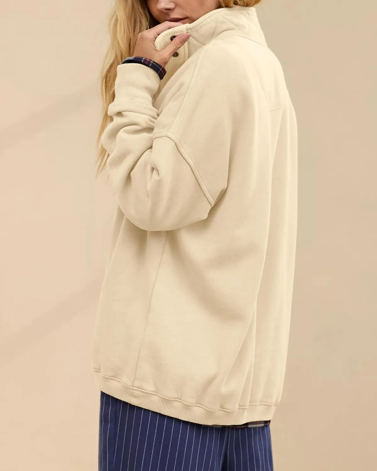 Gacaky Sweatshirt for Women Oversized Casual Long Sleeve Button Henley Neck Pullover Tops Fashion Outfits Clothes
