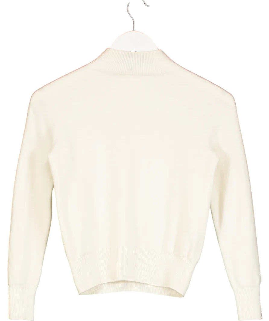 Goelia Cream Mock Neck Wool Sequins Seamless Sweater UK XS