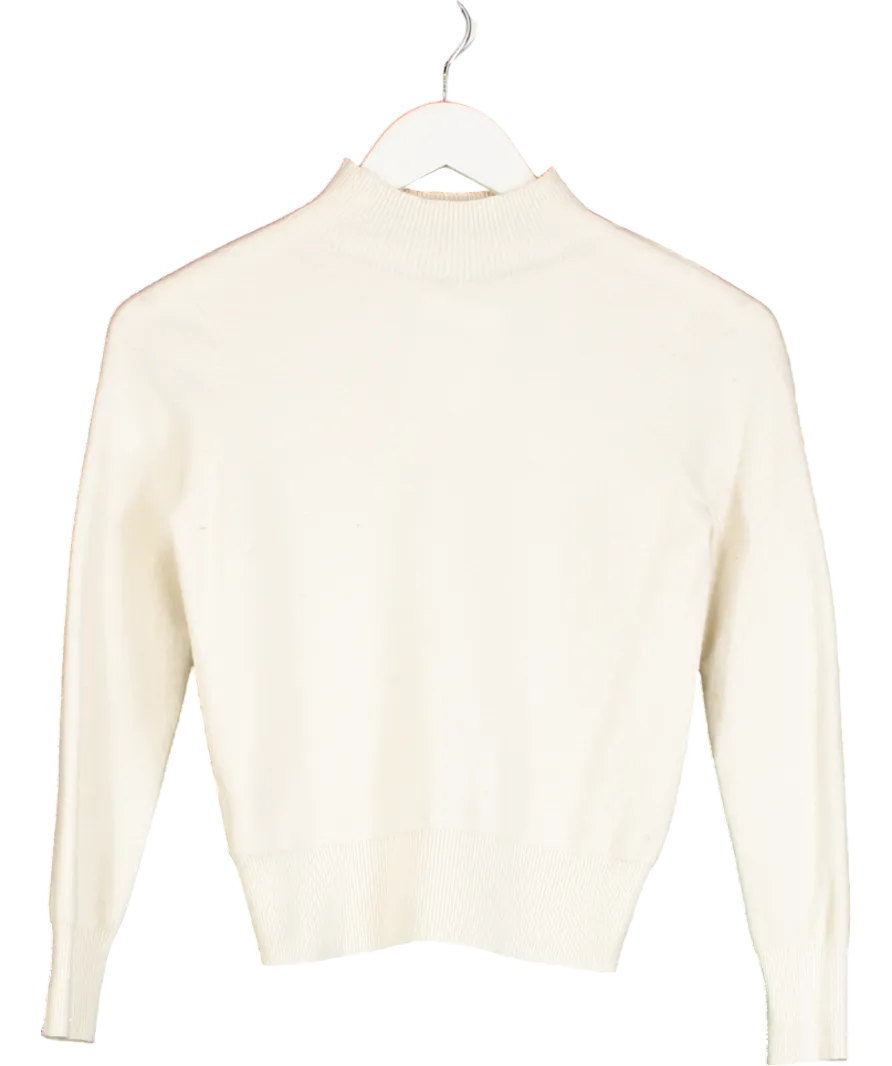 Goelia Cream Mock Neck Wool Sequins Seamless Sweater UK XS