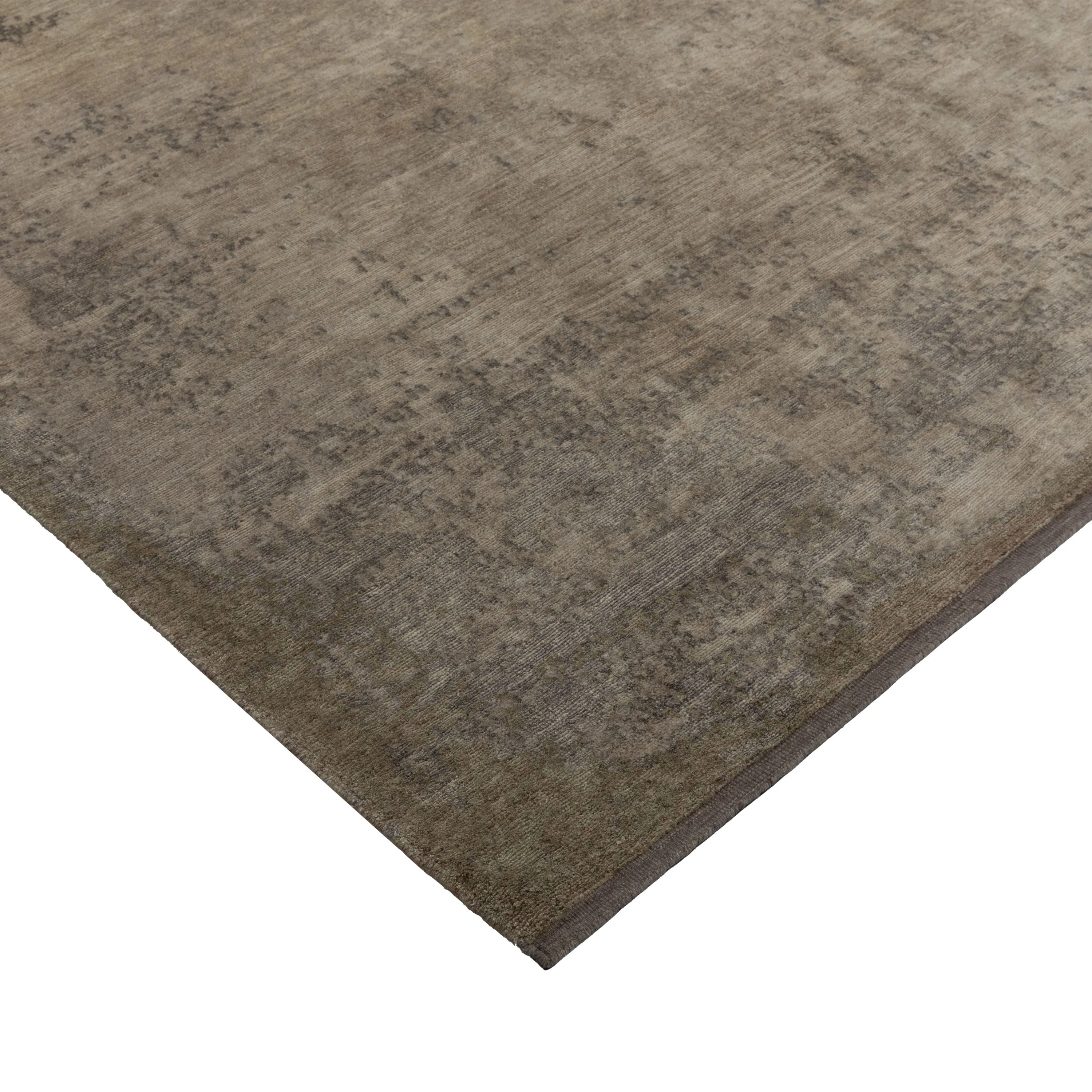 Grey Stelle Contemporary Tibetan Wool Silk Blend Rug - 8'11" x 11'10"
