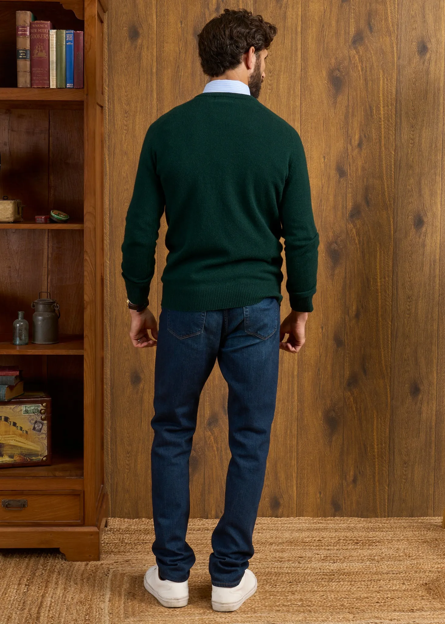 Hampshire Lambswool Jumper in Tartan Green - Classic Fit
