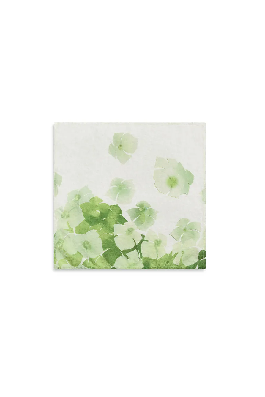 Hydrangea Linen Napkin in Green, 50x50cm