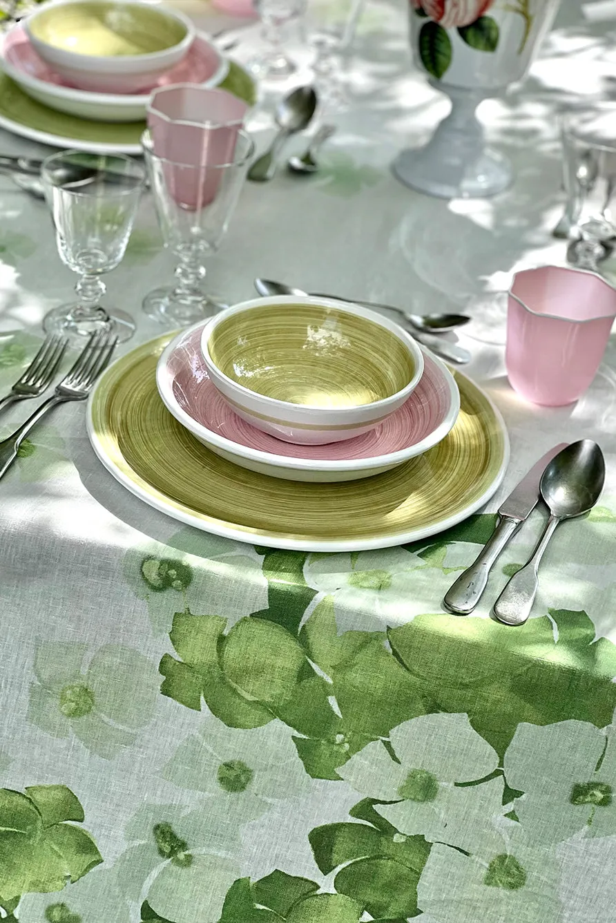 Hydrangea Linen Napkin in Green, 50x50cm