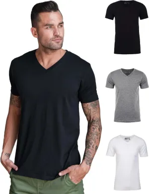 INTO THE AM Premium V Neck T Shirts for Men - Modern Fitted Tees S - 2XL Vneck Undershirts
