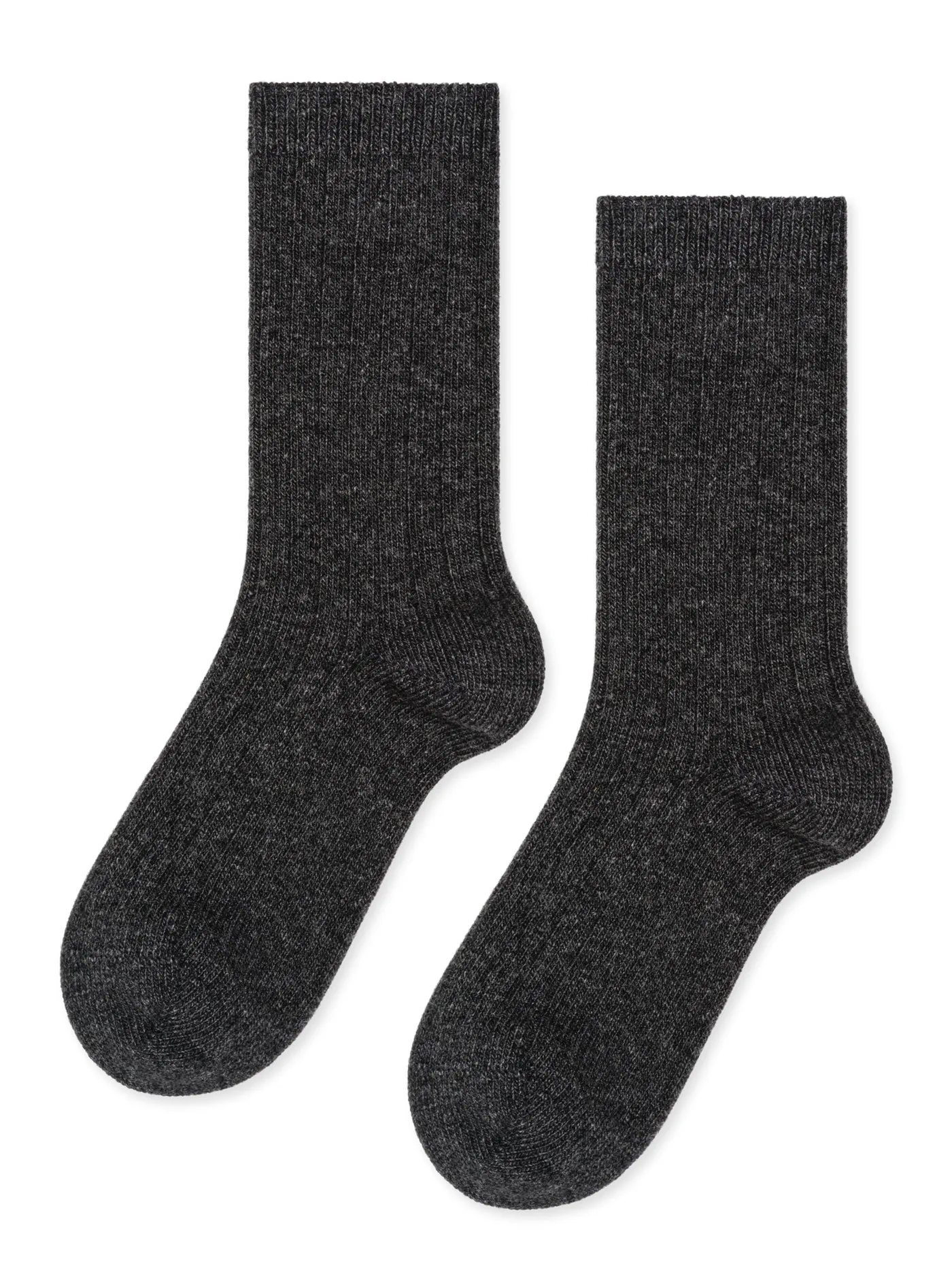 Italia Cashmere Cozy Rib Crew (Charcoal)