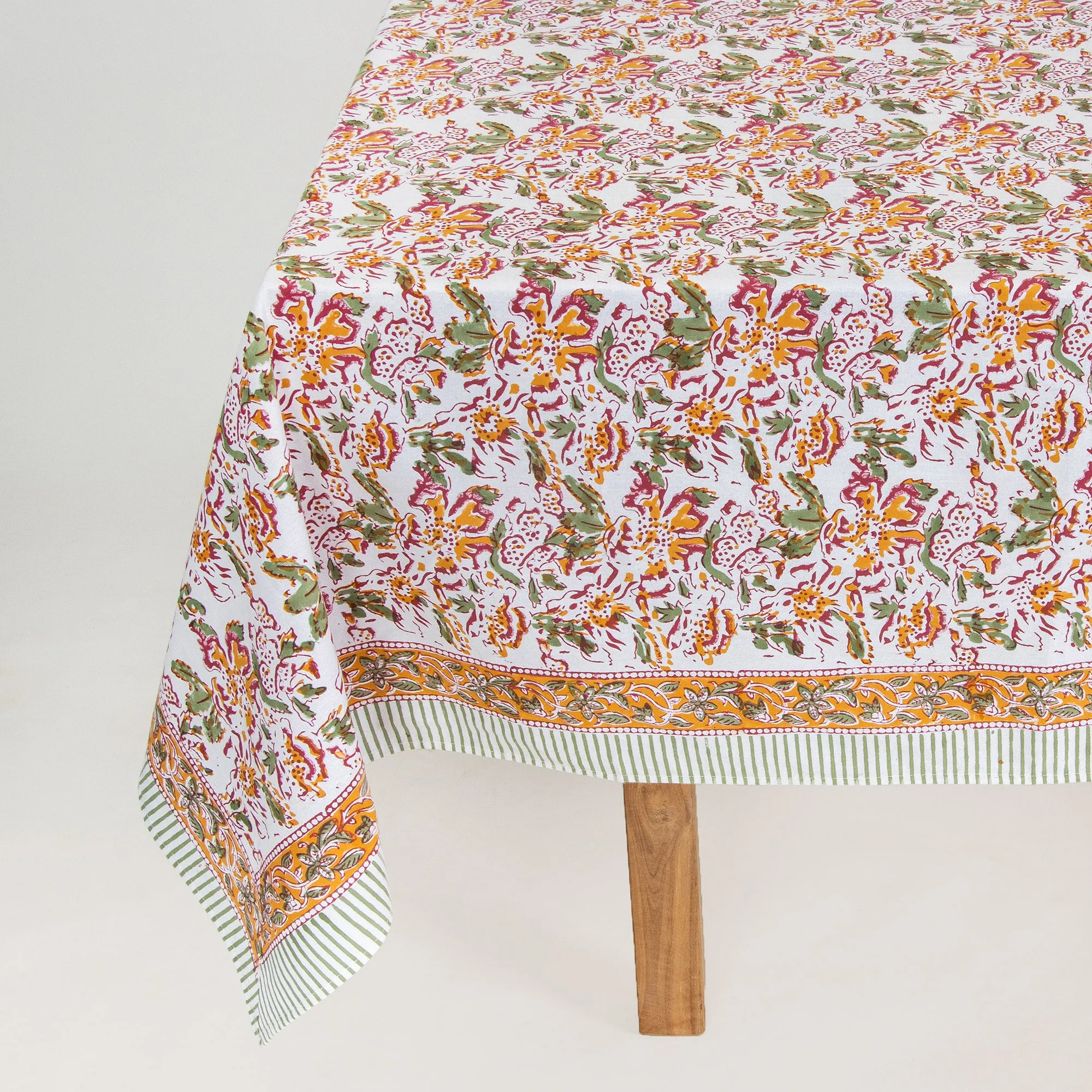 Jaal Floral Block Printed Cotton Dining Table Cover