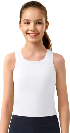 JOCMIC Girls Tank Tops Athletic Shirts Double-Lined Racerback Workout Tops High Elasticity for Gymnastics Yoga
