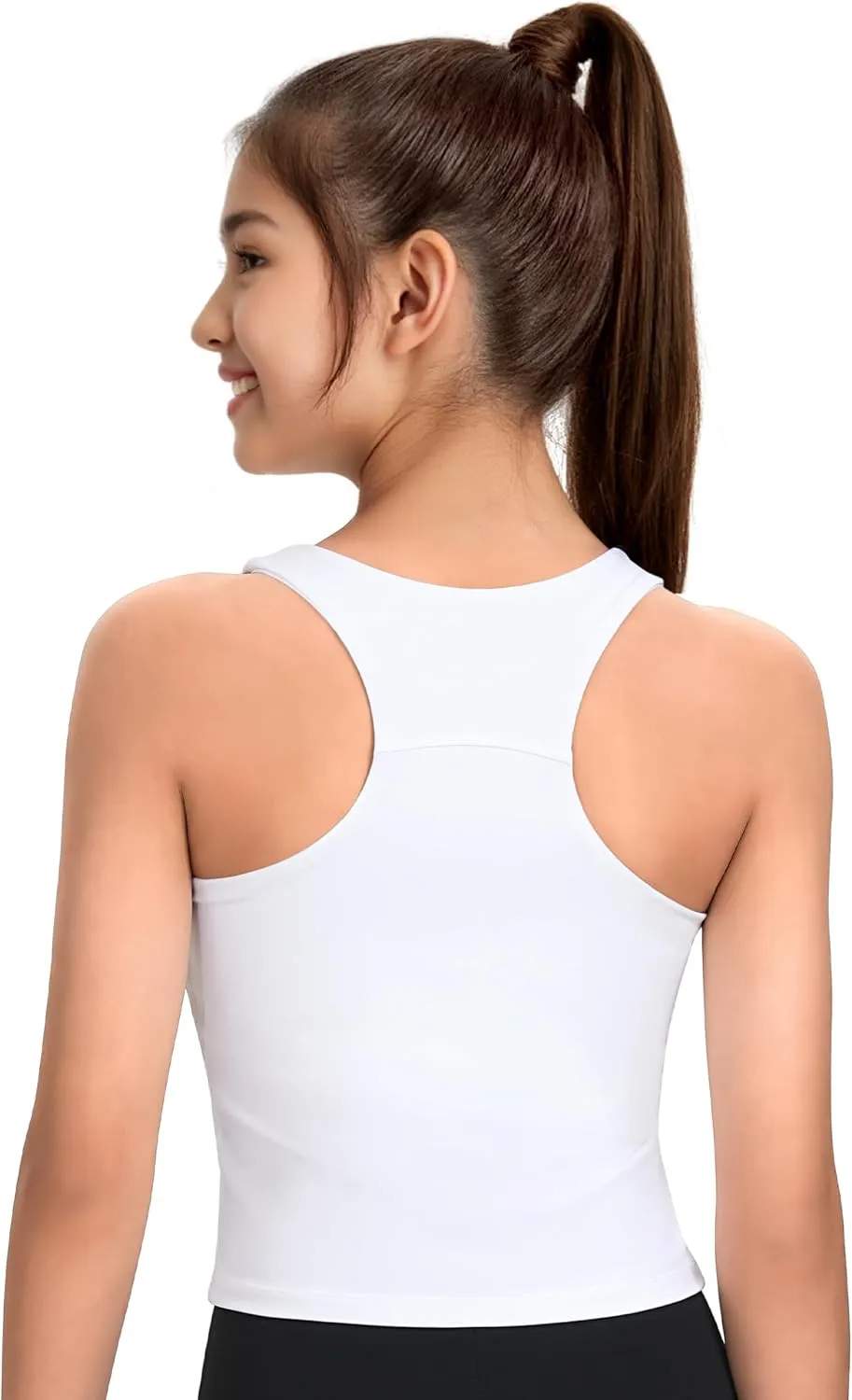JOCMIC Girls Tank Tops Athletic Shirts Double-Lined Racerback Workout Tops High Elasticity for Gymnastics Yoga