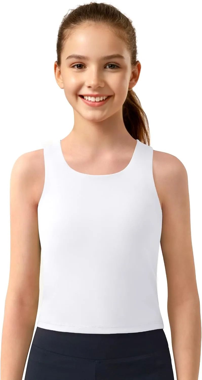 JOCMIC Girls Tank Tops Athletic Shirts Double-Lined Racerback Workout Tops High Elasticity for Gymnastics Yoga