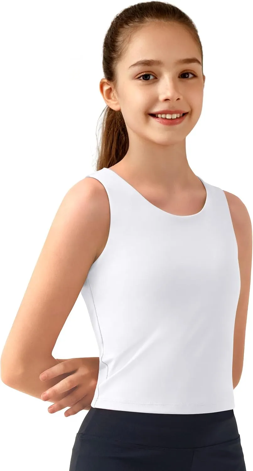 JOCMIC Girls Tank Tops Athletic Shirts Double-Lined Racerback Workout Tops High Elasticity for Gymnastics Yoga