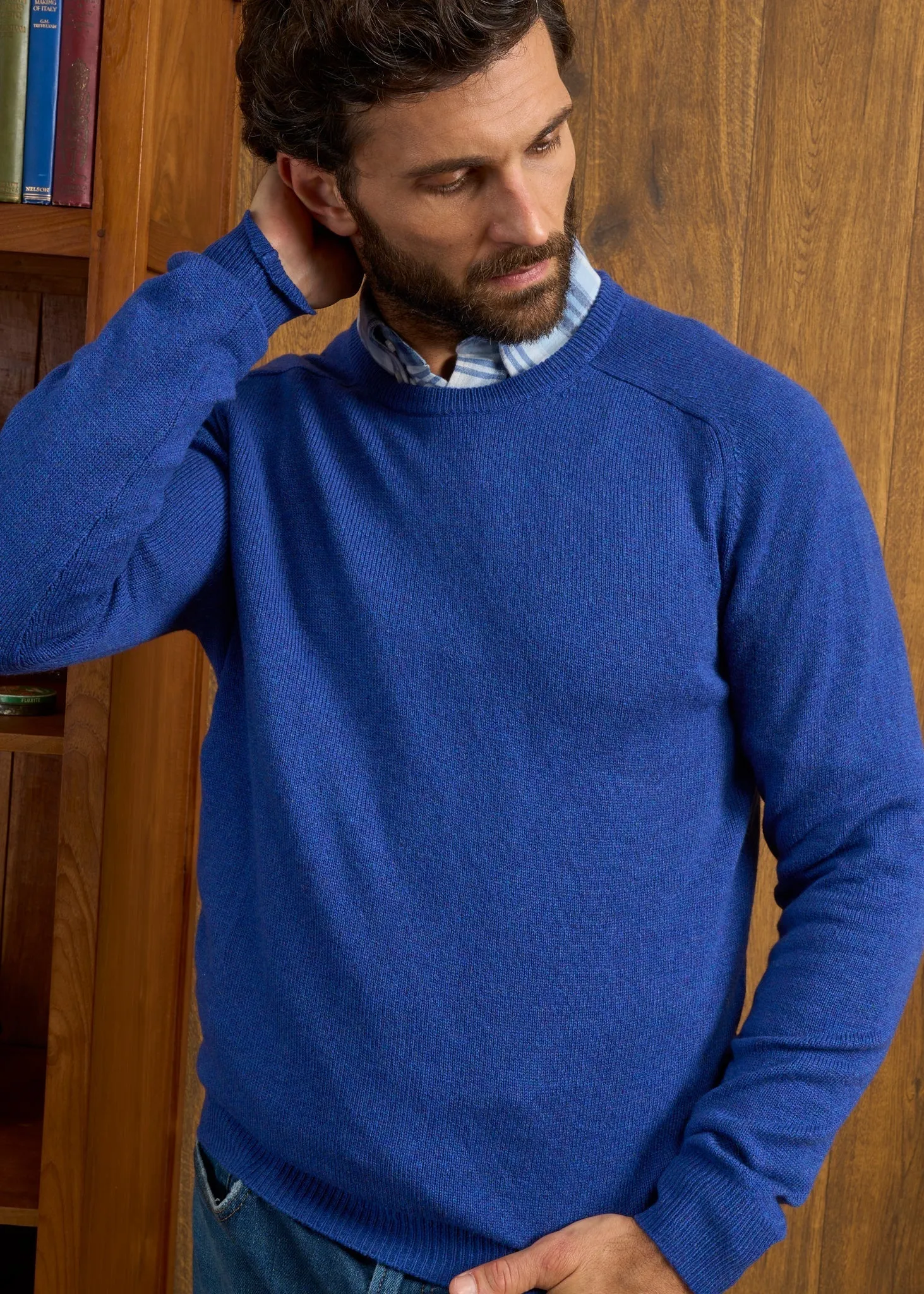 Lenzie Men's Lambswool Jumper In Persian - Regular Fit