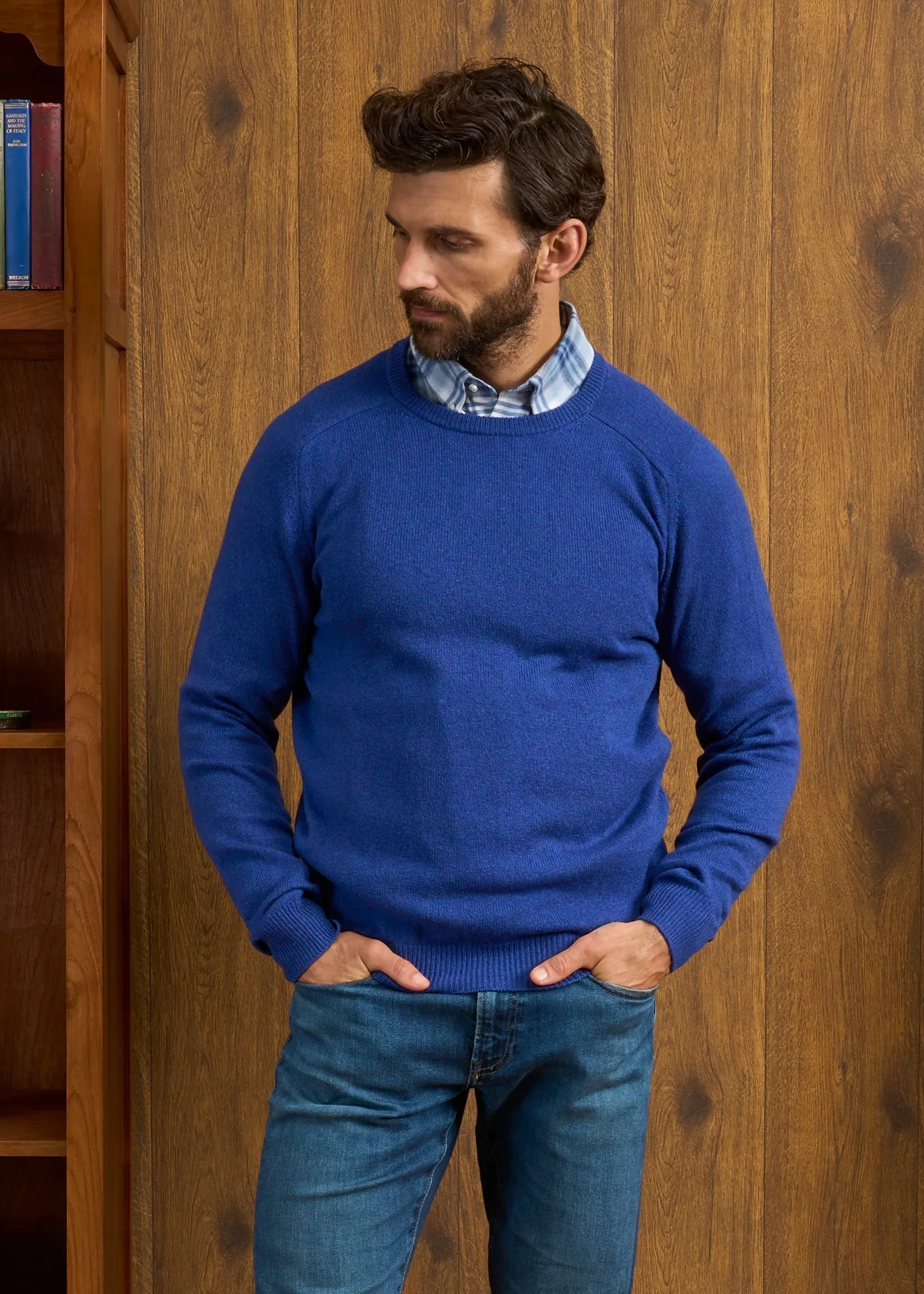 Lenzie Men's Lambswool Jumper In Persian - Regular Fit