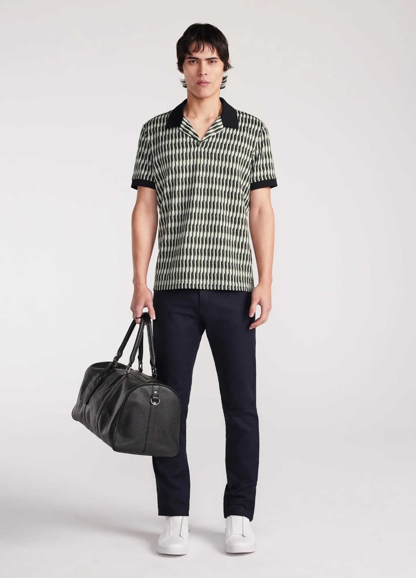 Linear Jacquard Polo Moss
