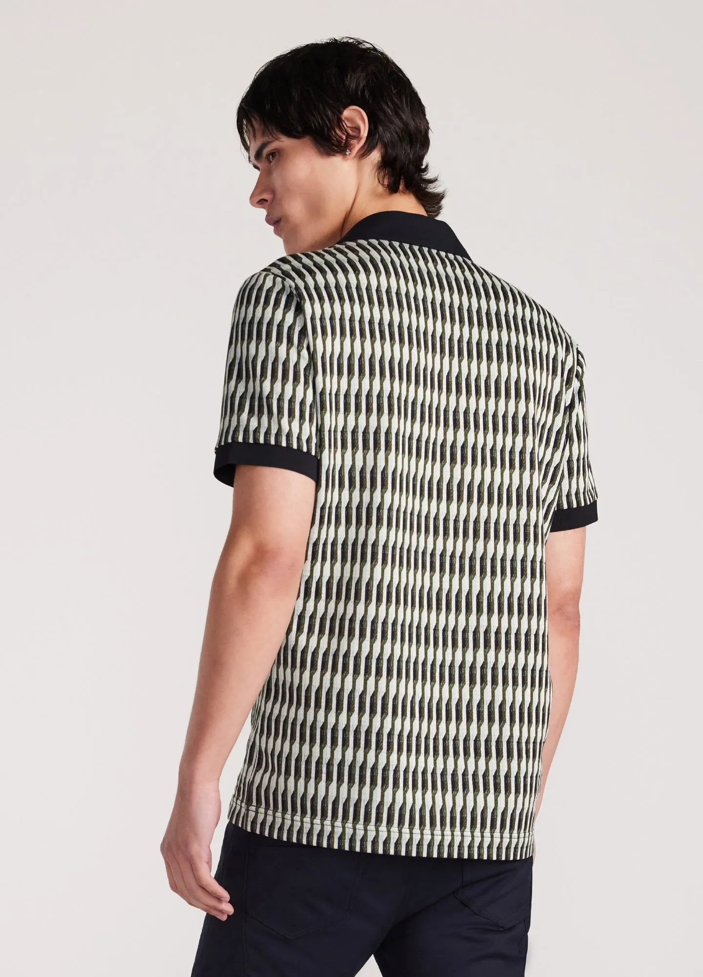 Linear Jacquard Polo Moss