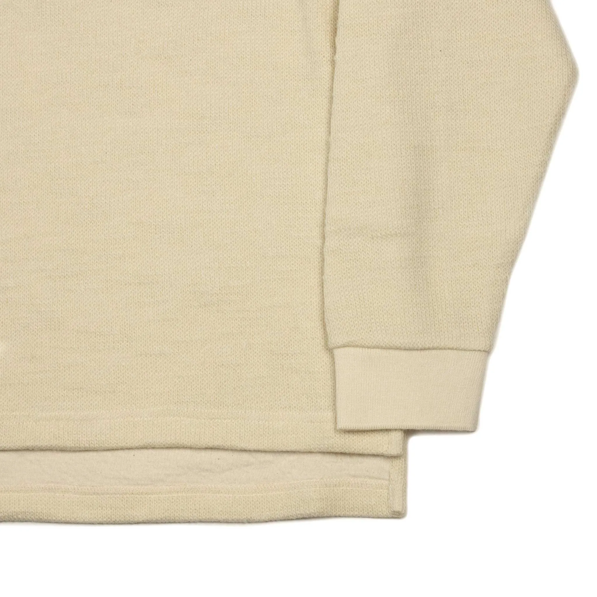 Lined polo sweater in ecru wool and cotton