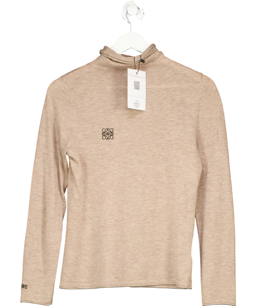 Loewe Beige Cashmere Wool Roll Neck Top UK S/M