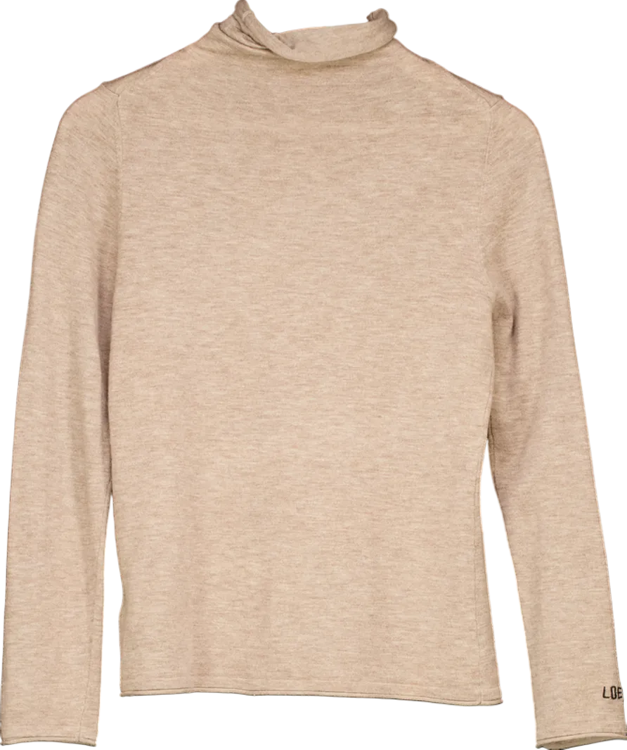 Loewe Beige Cashmere Wool Roll Neck Top UK S/M