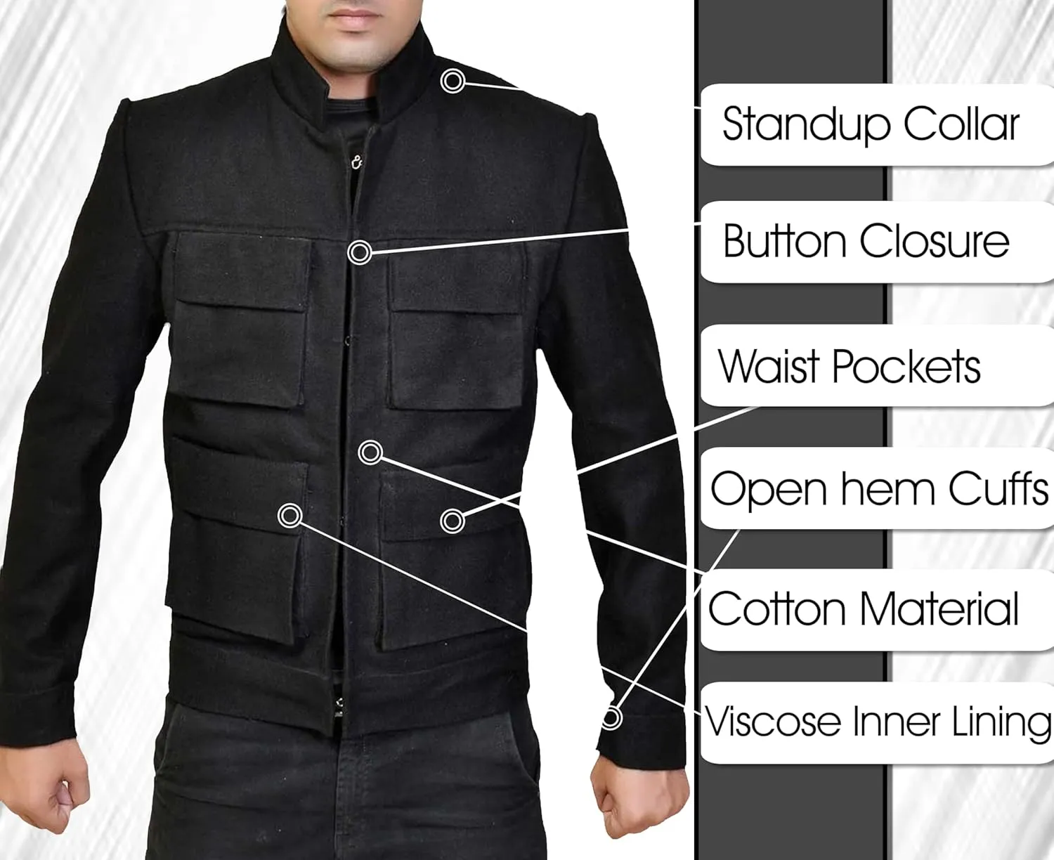 LP-FACON Mens Space Solitary Cosplay Costume Leather Jacket Collection Brown/Black