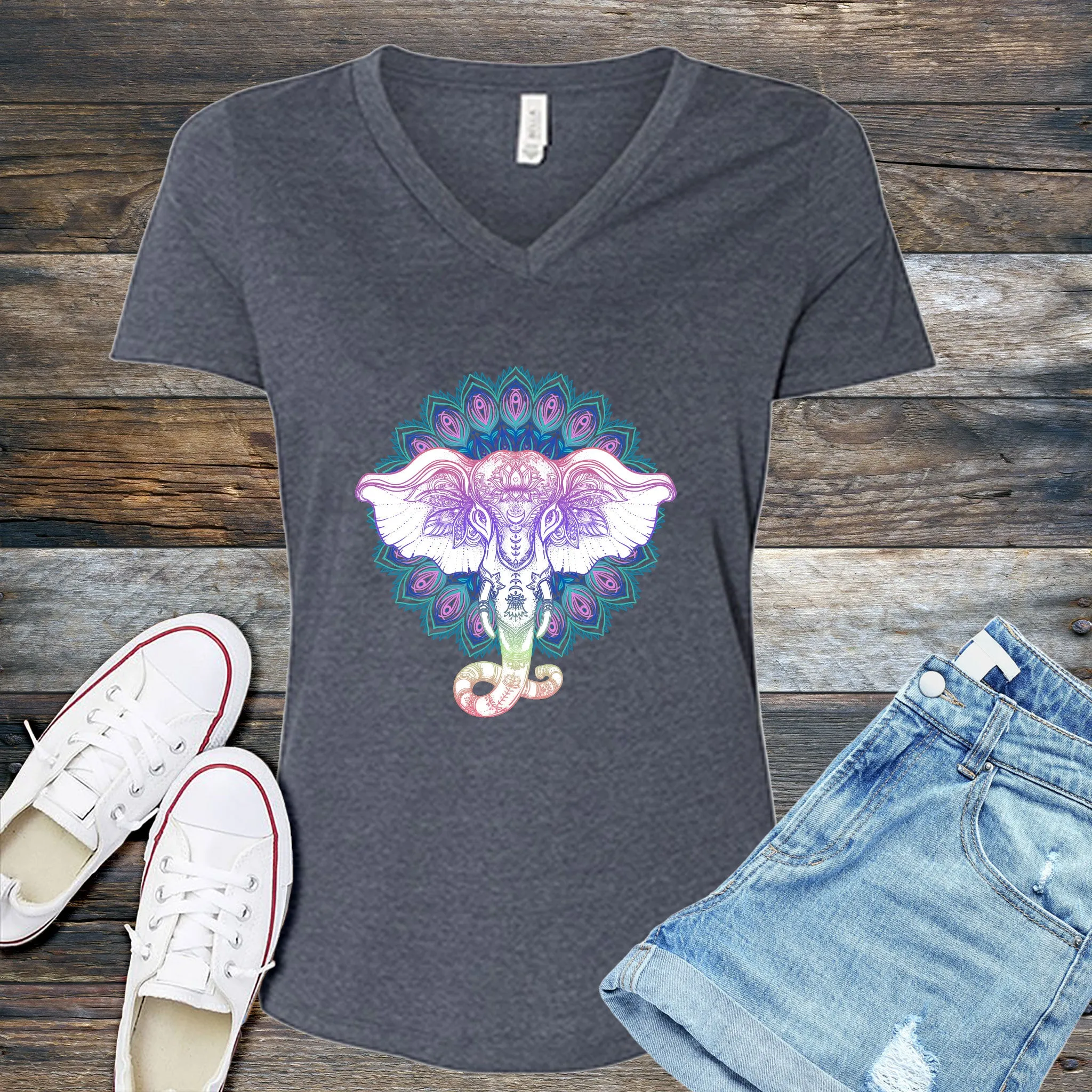 Mandala Elephant V-Neck