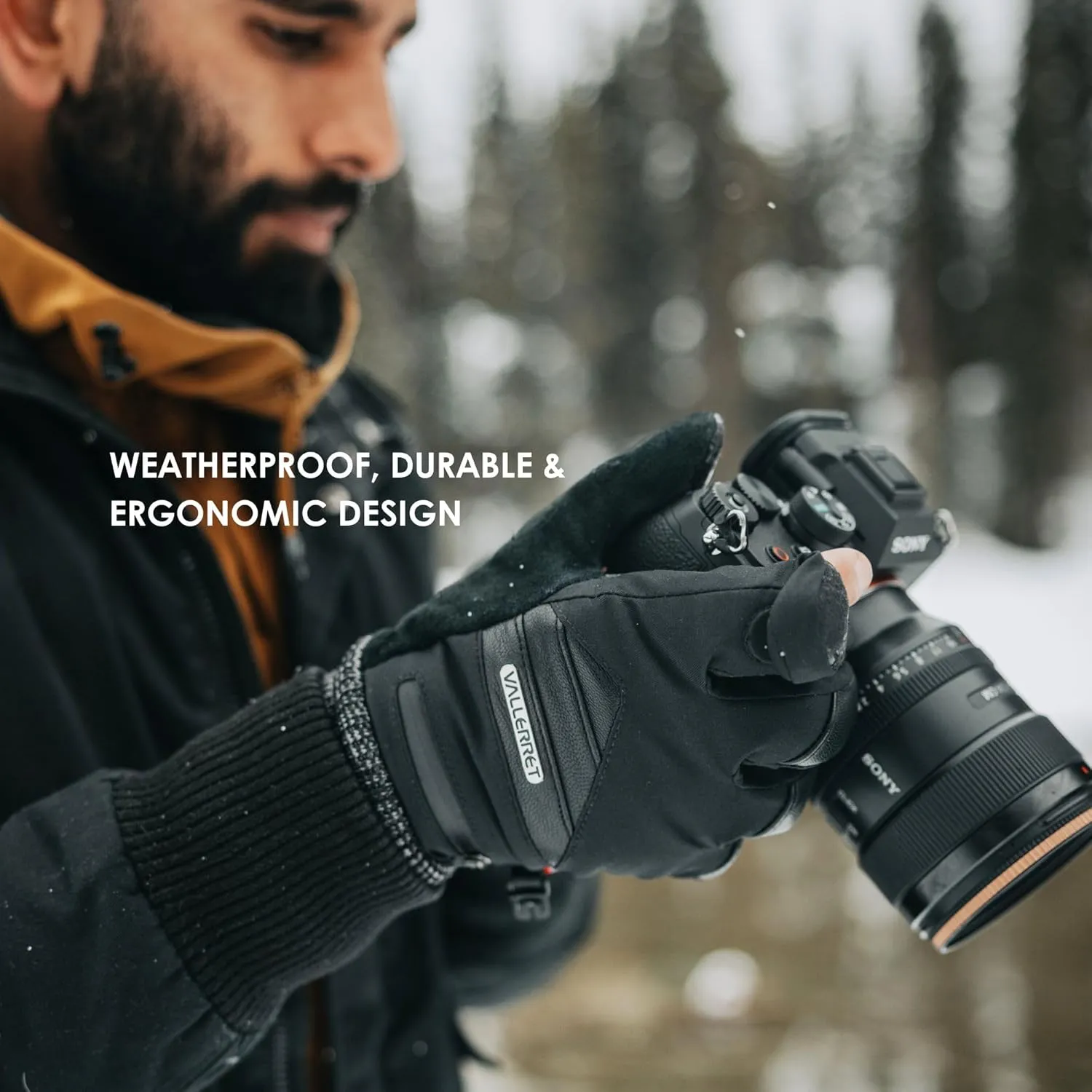 Markhof Pro V3 Photography Glove, Black, FlipTech Finger Caps with Magnets