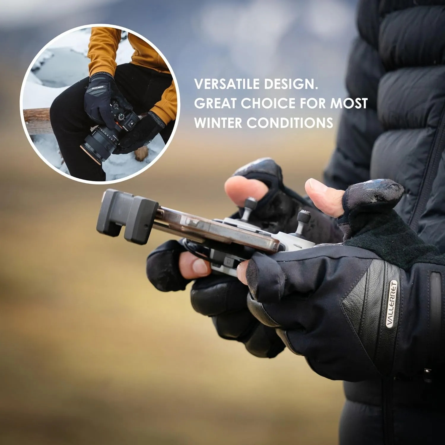 Markhof Pro V3 Photography Glove, Black, FlipTech Finger Caps with Magnets