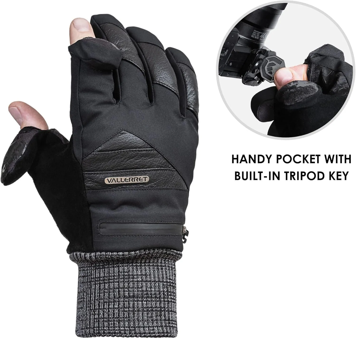 Markhof Pro V3 Photography Glove, Black, FlipTech Finger Caps with Magnets