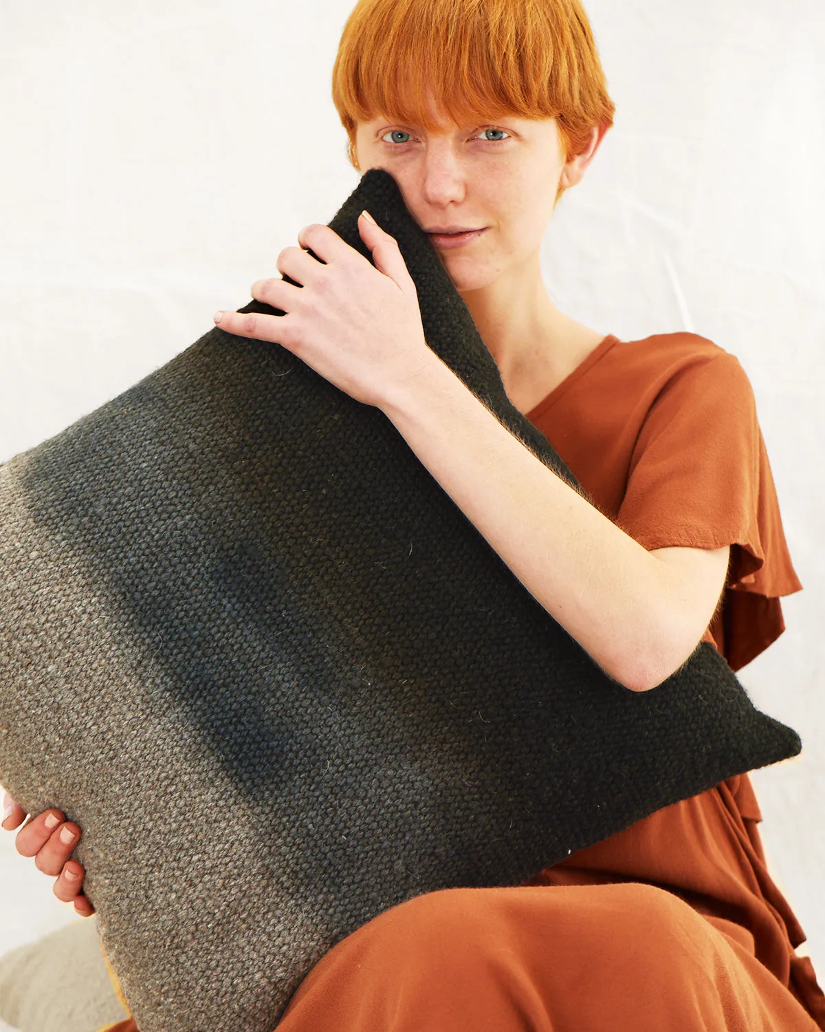 Matiz Gray Ombre Wool Throw Pillow